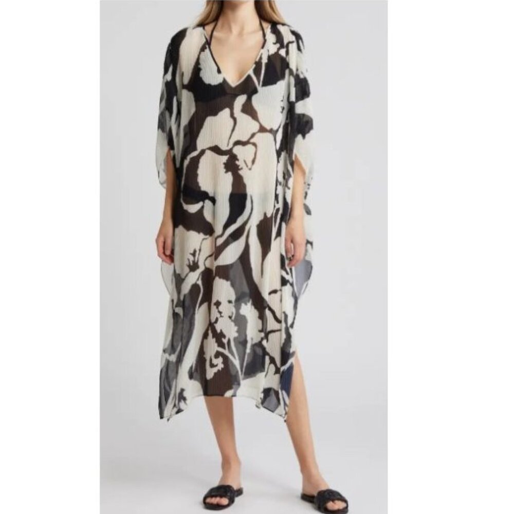 Cover Up Pleated Sheer Caftan One Size